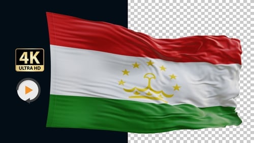 Realistic Tajikistan Flag Waving 3D Animation