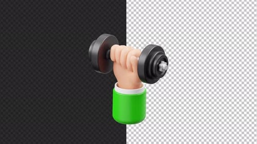 Animated 3D Hand Lifting Dumbbell for Fitness Content