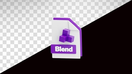 3D Animation of BLEND File 3D Icon. File Format Concept