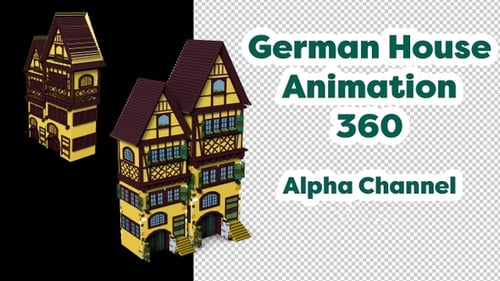 Cute House Construction 360 Animation - Set inmobiliario 02 - Amarillo