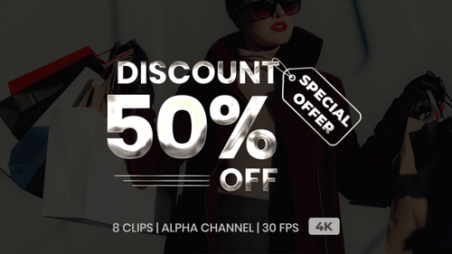 3D Metallic Discount Percentages with Special Offer Tag