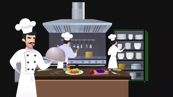 Chefs Cooking Animation 2D | Alpha Channel , Backgrounds Motion ...