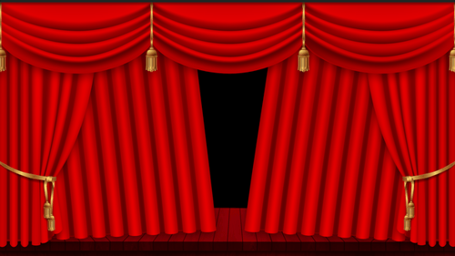 Theatre Red Curtain Reveals Opening Stage Background