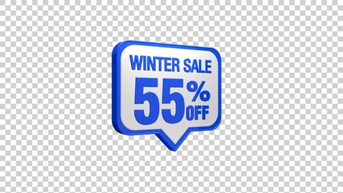 Animated 3D Winter Sale 55% Off Speech Bubble Tag