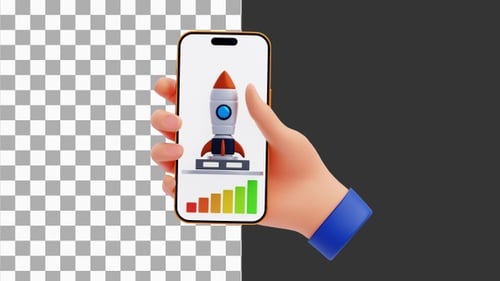 Animação 3D do lançamento do foguete Phone | Alpha Channel