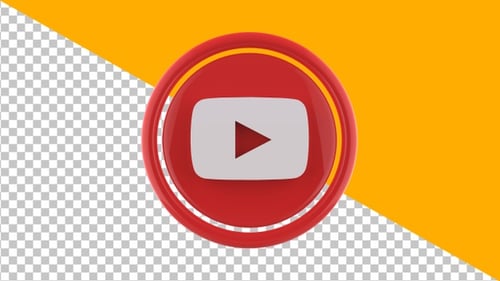 Rotating 3D YouTube Play Button Icon Loop