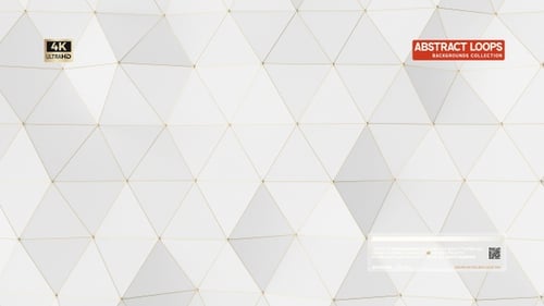 Abstract White Geometric Polygonal Background Loop with Gold Lines