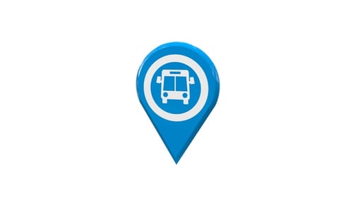 Bus Station Map Pointer Light Blue V9