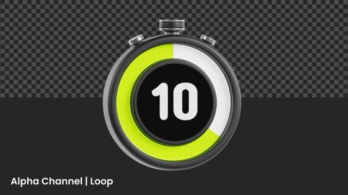 Animação 3D com cronômetro de contagem regressiva de 10 segundos | Alpha Channel