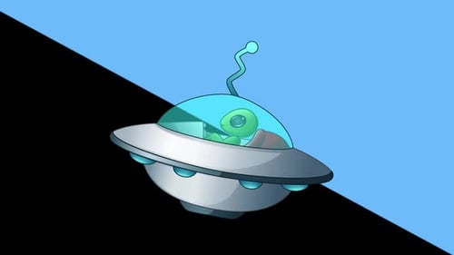 Nave espacial ovni con animación alienígena verde 1080p