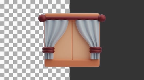 3D Animated Window Curtains Opening and Closing