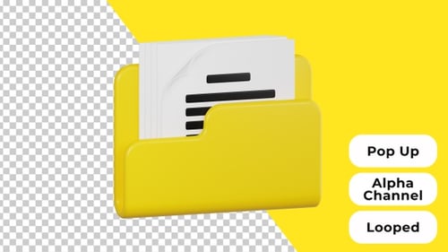 3D Pop Up Animation of File Folder | Productivity | Alpha Channel