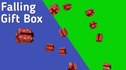Green Screen Falling Red Color Christmas Gifts