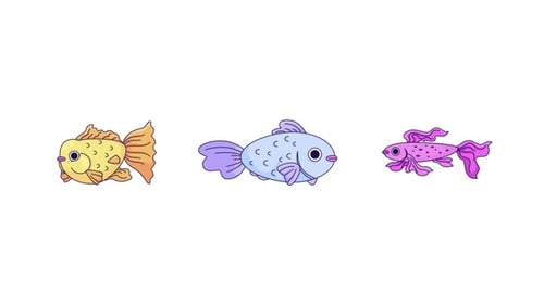 Niedliches Animationsset mit 2D-Charakteren aus tropischen Wassertieren