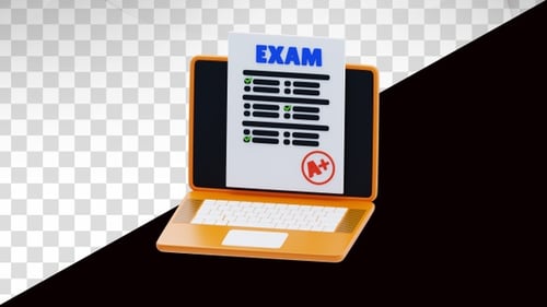 Online Exam A+ Score on Laptop Animation