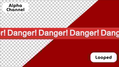 Animação em 3D rolando em fita de aviso de perigo | Alpha Channel