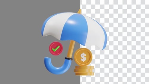 3D Animation of Financial Insurance Safeguarding Assets and Future | Alpha Channel
