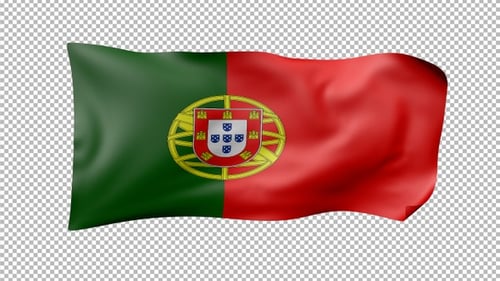 Animated Waving Portugal Flag with Transparent Background