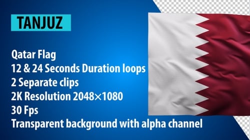 Realistic Waving Qatar Flag Video with Alpha Channel