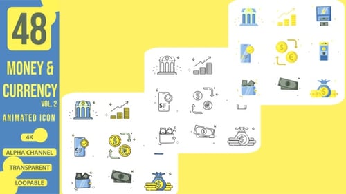animated icon pack of money and currency motion graphic video template element design, bundle pack o