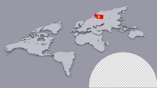 3D Animated World Map with Country Highlight and Flag Reveal