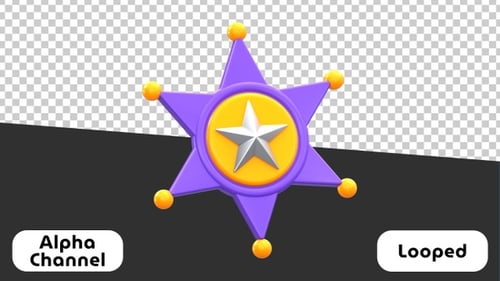 Sheriff Star Badge 3D Animation | Alpha Channel