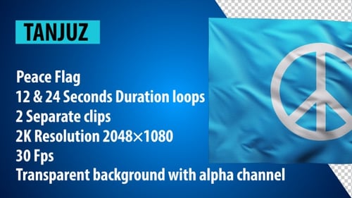 Peace Flag Waving Seamless Loop with Alpha Channel