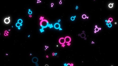 Glowing Gender Symbols Diversity Animated Background