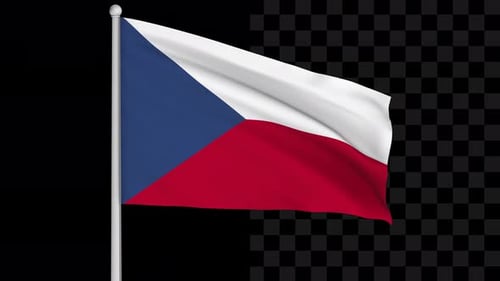 Realistic Czech Republic Flag Waving on Alpha Channel