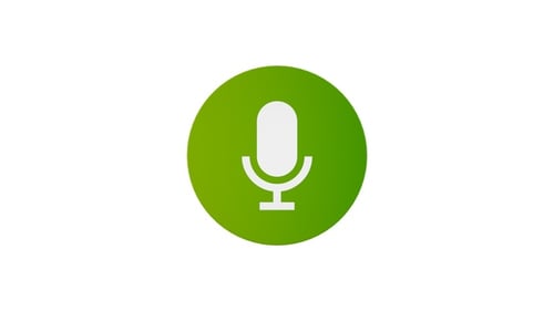 Animated 3D Green Microphone Icon Rotation Loop