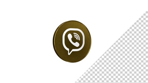 Animated Gold Viber Icon 3D Spinning Loop