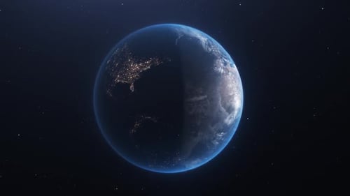 Rotating Planet Earth with Day and Night Cycle