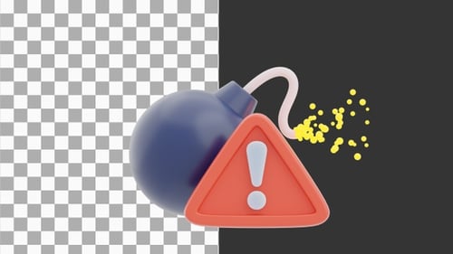 3D Animation of Caution Hazard Notice | Alpha Channel