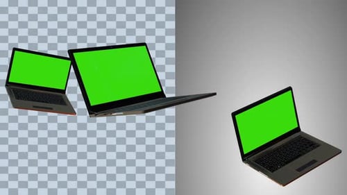 Realistic 3D Laptop Mockup green screen animation with Alpha