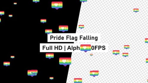 Pride Flag Social Media Notification Falling with Alpha