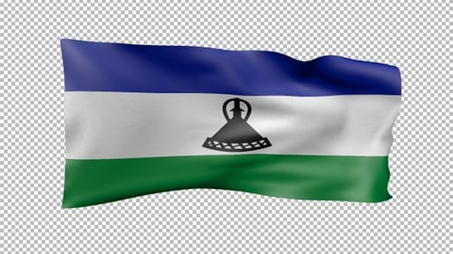 Seamless Loop of Realistic Waving Lesotho Flag