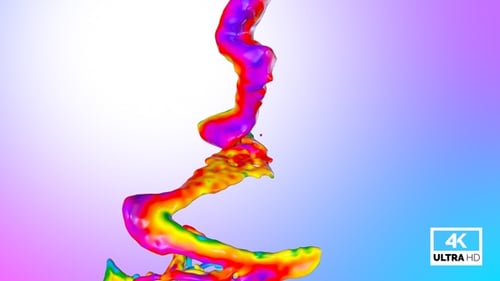 Abstract Rainbow Liquid Pouring Down Animation with Alpha Channel