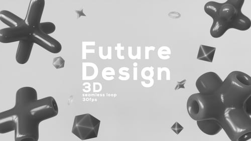 Abstract Geometric 3D Shapes Floating Loop Background