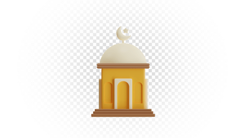 Yellow Mosque with Crescent Dome Icon Animation