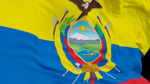 The Ecuador with alpha channel waving in the wind in slow motion