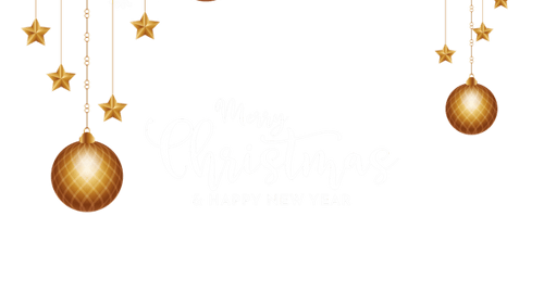 Elegant Animated Christmas New Year Card with Golden Ornaments