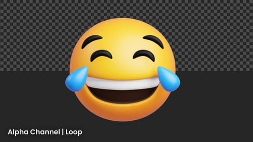 Animación de emojis de cara 3D con lágrimas de alegría | Alpha Loop