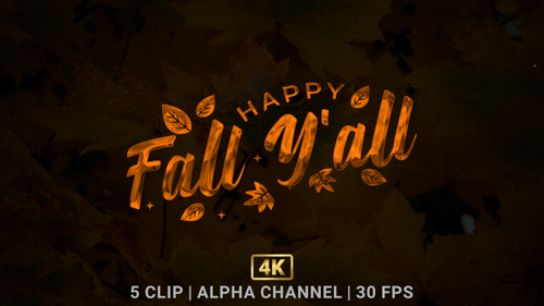 Happy Fall Y'all Metallic Text Reveal Animation