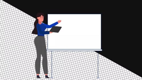 Animated Teacher Holding Laptop | Alpha Channel
