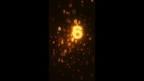 Flying Numbers Countdown Golden Background Loop
