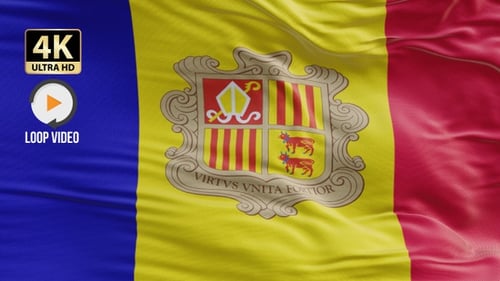 Andorra National Flag Realistic Waving Loop Animation
