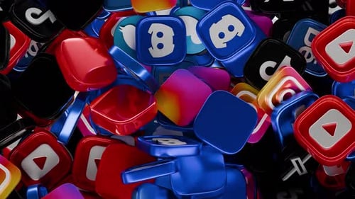 3D Social Media Icons Animated Transition