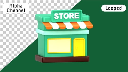 3D Animated Store Building Icon Reveal