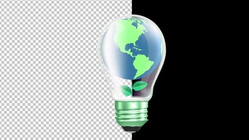Green Energy Earth Globe Light Bulb Animation