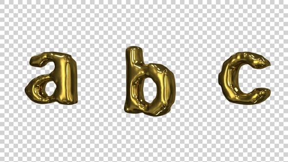Liquid Gold Lowercase Alphabet 3D Animated Letters, Elements Motion ...
